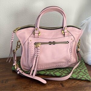 OrYANY pink pebbled leather satchel